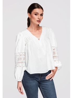 Ombre Ombre Bluzka OW-TS-E0017 Biały Loose Fit