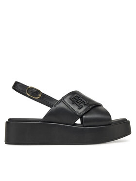 Tommy Hilfiger Tommy Hilfiger Sandale Th Logo Hw Padded Leather Sandal FW0FW08808 Negru