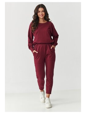 Makadamia Makadamia Dres M888 Bordowy Relaxed Fit