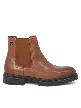 Tommy Hilfiger Tommy Hilfiger Kotníková obuv s elastickým prvkem Comfort Cleated Termo Lth Chel FM0FM04650 Hnědá