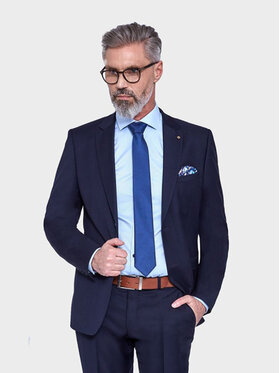 VILLARO VILLARO Marynarka MAR307 Granatowy Slim Fit