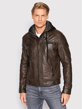 Serge Pariente Serge Pariente Lederjacke Erico Hood Braun Regular Fit