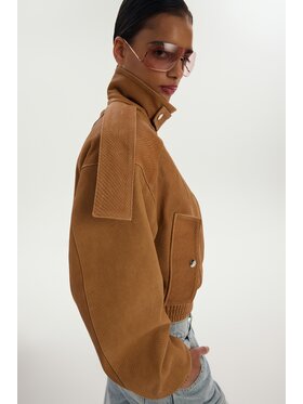 Laretaggio Laretaggio Kurtka skórzana TIVOLI CROCK LEATHER BOMBER Brązowy Oversize