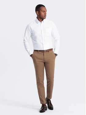 Ombre Ombre Chino kalhoty OM-PACP-0190 Hnědá Regular Fit