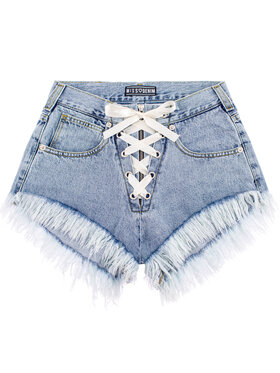 MissDenim MissDenim Szorty jeansowe High Waist Laced Niebieski Regular Fit