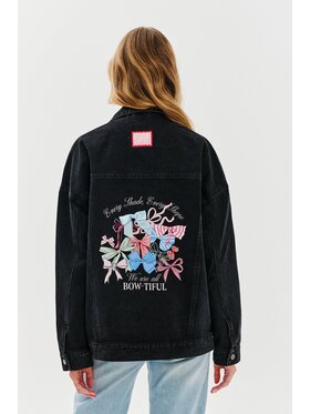 NAOKO NAOKO Džínsová bunda Bow-Tiful Čierna Regular Fit