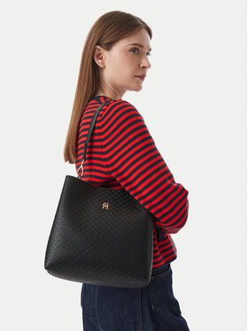 Tommy Hilfiger Tommy Hilfiger Torebka Th Icon Shoulder Bag Mono AW0AW19000 Czarny