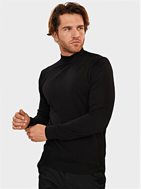 Evenemen Evenemen Sweter Półgolf Czarny Slim Fit