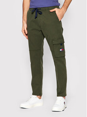 Tommy Jeans Tommy Jeans Spodnie materiałowe Dad Dobby DM0DM13389 Zielony Regular Fit