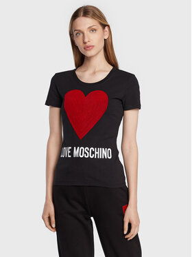 LOVE MOSCHINO LOVE MOSCHINO T-shirt W4H1932E 1951 Nero Slim Fit