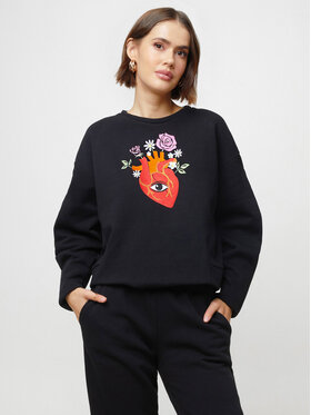 White Rvbbit White Rvbbit Bluza krótka "serce" Czarny Regular Fit