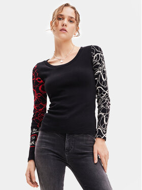 Desigual Desigual Blúzka 23WWTKBQ Čierna Slim Fit