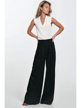 NIFE NIFE Komplet bluza i spodnie materiałowe SD114 Czarny Palazzo Fit