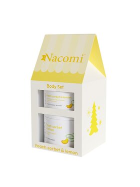 Nacomi Nacomi Nacomi Peach Sorbet & Lemon zestaw masło do ciała 100ml + peeling do ciała 180ml Zestaw kosmetyków
