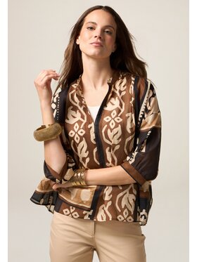 Oltre Oltre Bluzka 2235E100340N0Z2 Brązowy Boxy Fit