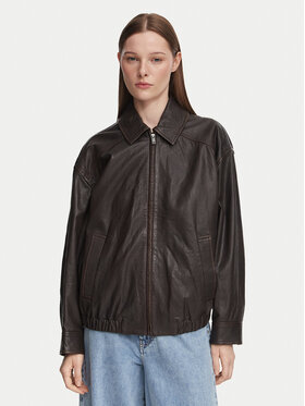 Weekend Max Mara Weekend Max Mara Kožená bunda Cose 2625446041 Tmavo hnedá Regular Fit