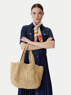 Calvin Klein Calvin Klein Táska Bold Ck Raffia Medium Tote LV04F3447G Bézs