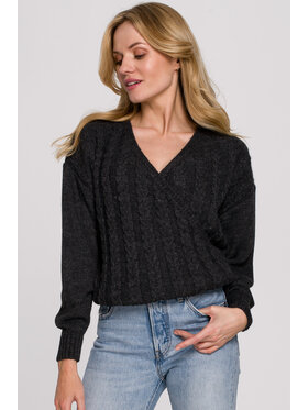 Makover Makover Sweter K105 Czarny Regular Fit