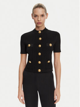 Balmain Balmain Strickjacke DF1KL023KB07 Schwarz Regular Fit