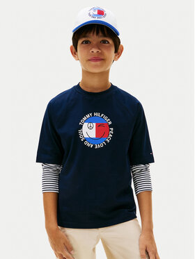 Tommy Hilfiger Tommy Hilfiger Majica Smiley Flag KB0KB10269 Mornarsko modra Regular Fit