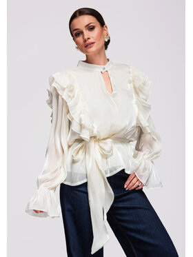 Ombre Ombre Bluzka OW-TS-E0020 Beżowy Loose Fit