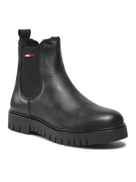 Tommy Jeans Tommy Jeans Členková obuv s elastickým prvkom Warmlined Chelsea Boot EN0EN01991 Čierna