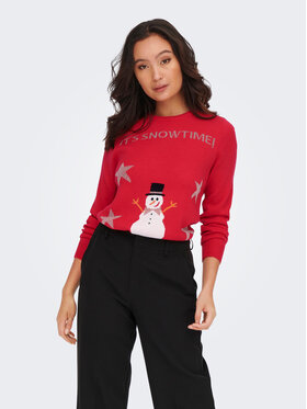 ONLY ONLY Pulover Xmas Happy 15271075 Rdeča Regular Fit