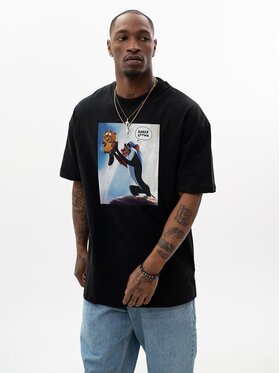 MyStars MyStars T-Shirt Koszulka Z Krótkim Rękawem Oversize Męska Czarna MyStars Bober L Czarny Oversize