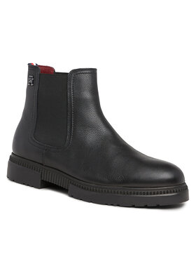 Tommy Hilfiger Tommy Hilfiger Kotníková obuv s elastickým prvkem Comfort Cleated Termo Lth Chel FM0FM04650 Černá