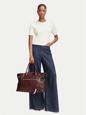 Tommy Hilfiger Tommy Hilfiger Torba weekendowa Th Casual Leather Duffle AM0AM14745 Brązowy