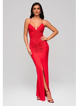 Ombre Ombre Sukienka koktajlowa LA-OM-DLR200 Beżowy Slim Fit