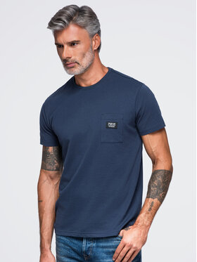 Ombre Ombre T-Shirt OM-TSCT-0305 Granatowy Regular Fit