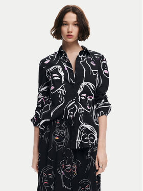 Desigual Desigual Camicia Faces 24WWCW34 Nero Regular Fit