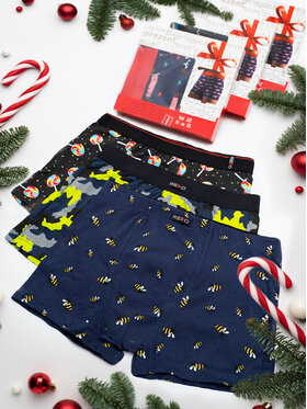 Urban Socks Urban Socks Komplet 3 par bokserek Zestaw Promocyjny 3 Par Bokserek Losowe wzory niespodzianka na prezent L Kolorowy