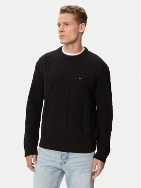 Tommy Jeans Tommy Jeans Pullover Flag DM0DM23405 Schwarz Regular Fit