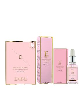 Erthskin London Erthskin London ROSE BLOSSOM GLOW FACIAL OIL + ROSE BLOSSOM HYDRO-GEL EYE PADS + Rose Blossom Lip Gloss Plumper Zestaw do pielęgnacji