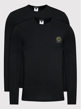 Versace Versace Комплект 2 блузи AU10197 Черен Slim Fit