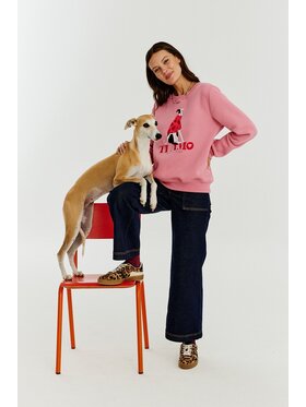 NAOKO NAOKO Mikina Ti Amo Růžová Oversize