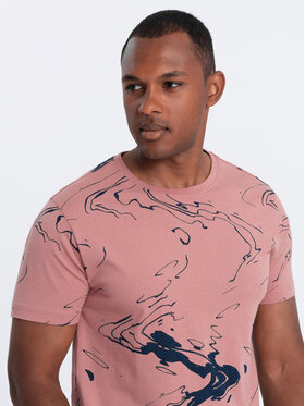 Ombre Ombre T-Shirt OM-TSFP-0184 Růžová Regular Fit