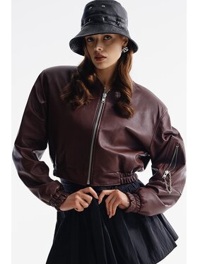 Mimika Mimika Kurtka skórzana bomber n^1 bordeaux Bordowy Oversize