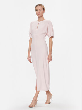 Tommy Hilfiger Tommy Hilfiger Kokteilinė suknelė Shiny Interlock C-Nk Ss WW0WW40732 Rožinė Slim Fit