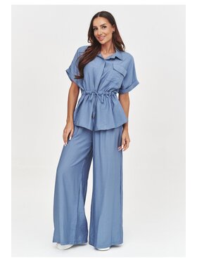 Makadamia Makadamia Komplet bluzka i spodnie C54 Niebieski Loose Fit