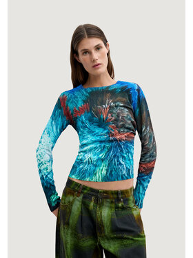 Desigual Desigual Sweter JERS_POMPOM_LACROIX Niebieski Casual Fit