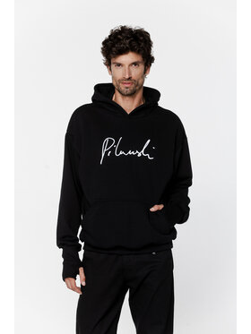 Pilawski Pilawski Bluza BLUZA Z BIAŁYM HAFTEM MĘSKA Czarny Oversize