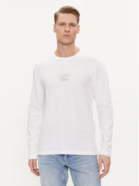 Calvin Klein Calvin Klein Longsleeve Line Logo K10K112483 Biały Regular Fit