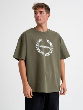 Metoda Sport Metoda Sport T-Shirt Koszulka Z Krótkim Rękawem Oversize Oliwkowa Metoda Sport Laur 2XL Zielony Oversize