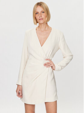 DKNY DKNY Koktejlové šaty P3ABNQ98 Écru Regular Fit