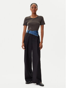 Desigual Desigual Kalhoty z materiálu Denimwaist 25WWPW03 Černá Wide Leg
