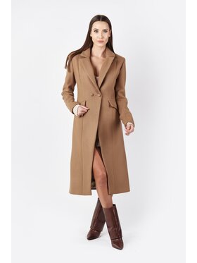 MANDRAGORA MANDRAGORA Cappotto di lana błyskotliwy karmelowy Beige Over Fit