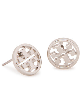 Tory Burch Tory Burch Kolczyki Logo Circle Stud Earring 11165518 Srebrny
